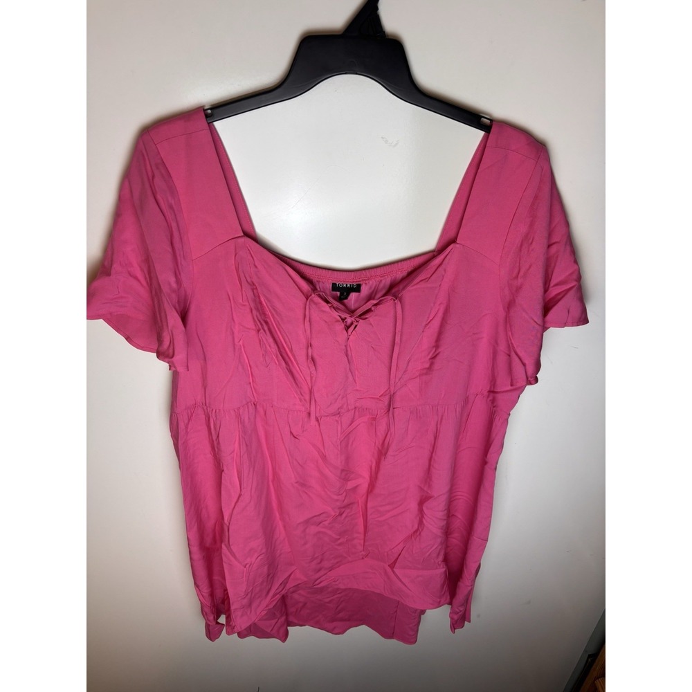 Torrid Babydoll Washable Challis Lace Up Hi Low Top Size 3 (3X) NWT